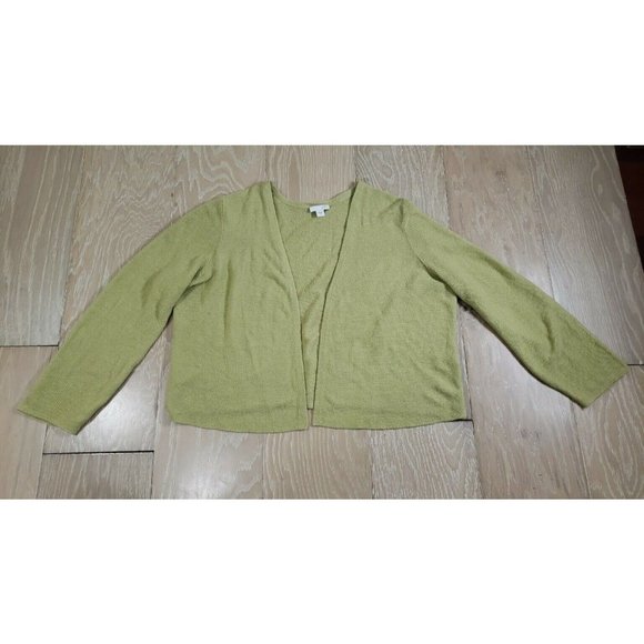 J Jill Medium Lightweight Open Cardigan Linen Cotton Modal Pea Green Women's - Picture 1 of 9